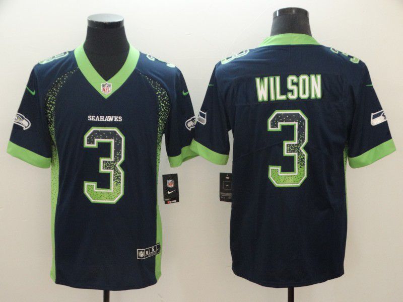 Men Seattle Seahawks #3 Wilson Blue Nike Drift Fashion Color Rush Limited NFL Jerseys->seattle seahawks->NFL Jersey